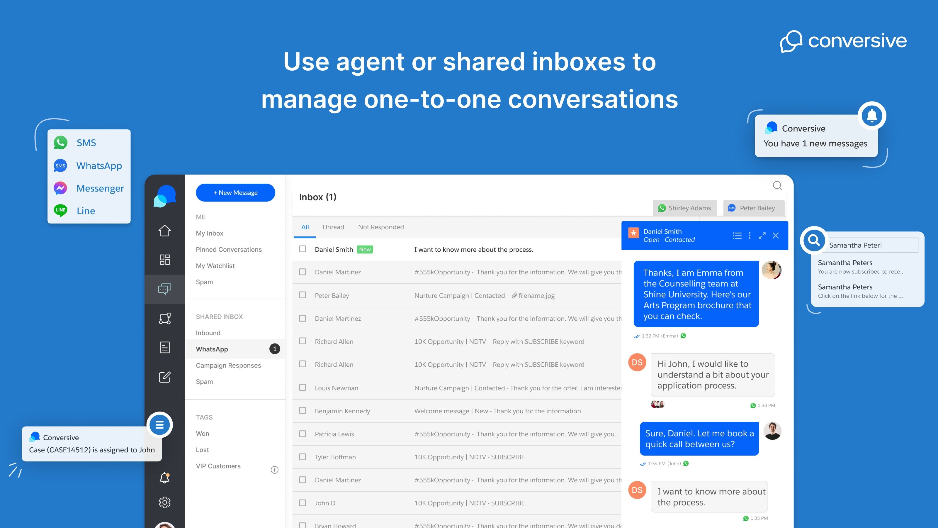 Message HubSpot records one-to-one